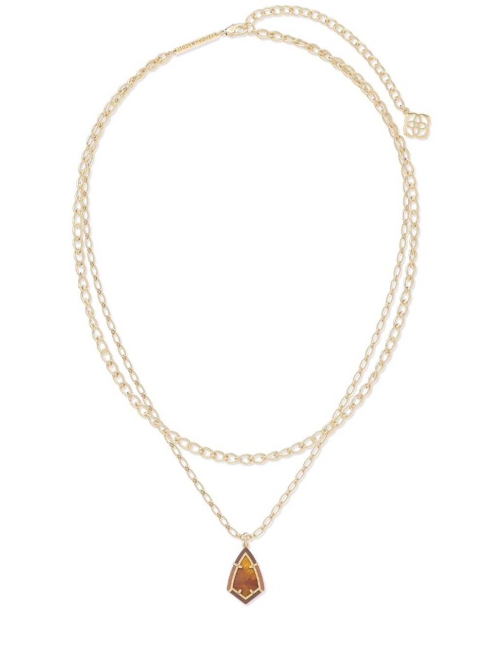 Kendra Scott Camry Gold Enamel Frame Amber Necklace